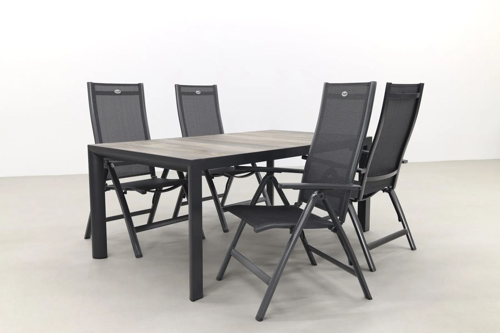 Hartman Roma/Kings 4-persoons verstelbare tuinset 180x100 cm. - Antraciet