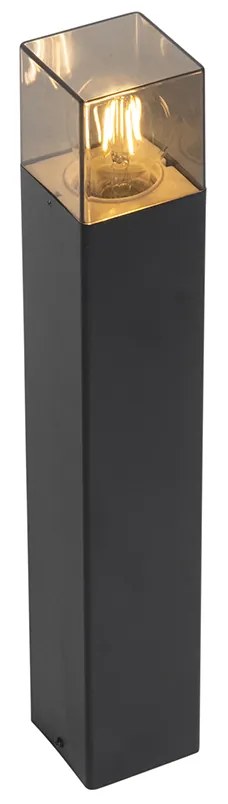 Staande buitenlamp zwart 50 cm IP44 met smoke glas - Denmark