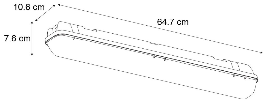 TL armatuur grijs incl. LED 15W 2250 lm 4000K IP65 - Base