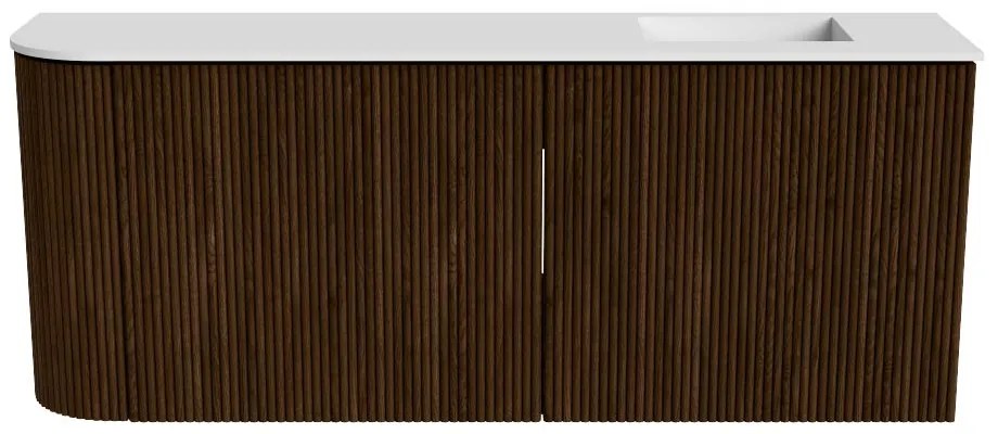 Mondiaz Joya 100cm toiletmeubel ronding links walnut met wastafel faye rechts 1 kraangat talc