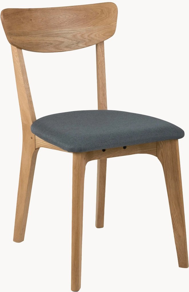 Eetkamerstoelen Taxi van eikenhout met gestoffeerde zitvlak, 2 stuks