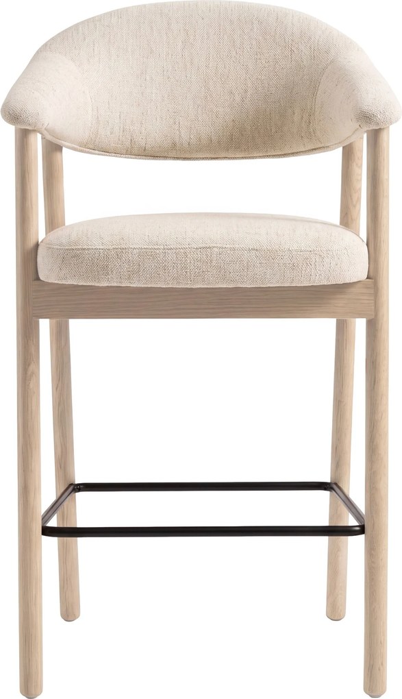 GARDA crème beige (stof Harmony 110) / gebleekt eiken geolied - GESTOFFEERDE BARKRUK VOOR KEUKEN/BAR