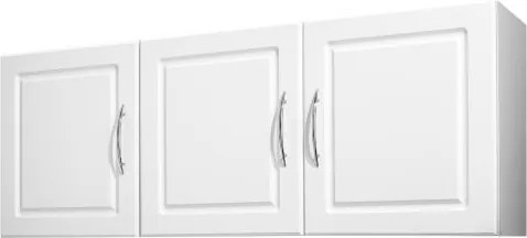 VEVOR wandkast voor de wasruimte, 2-laags wandkast met verstelbare plank, keukenkast met 3 deuren, voor keuken, badkamer, wasruimte, 31,6 x 137,2 x 51,6 cm (D x B x H), bovenkast wit