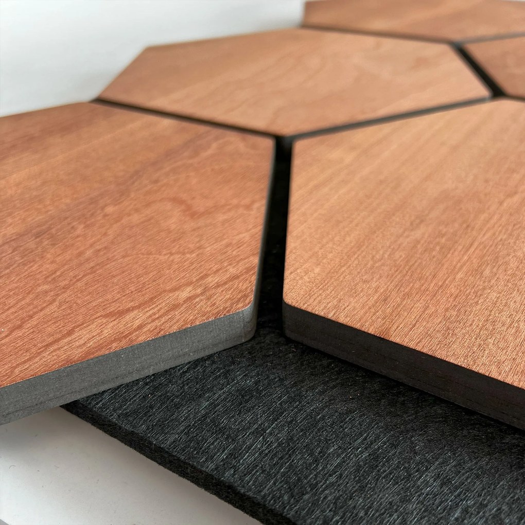 Hexagon Panel Gerookt Eiken 81CM | Akoestisch | Wanddecor | Zeshoekig