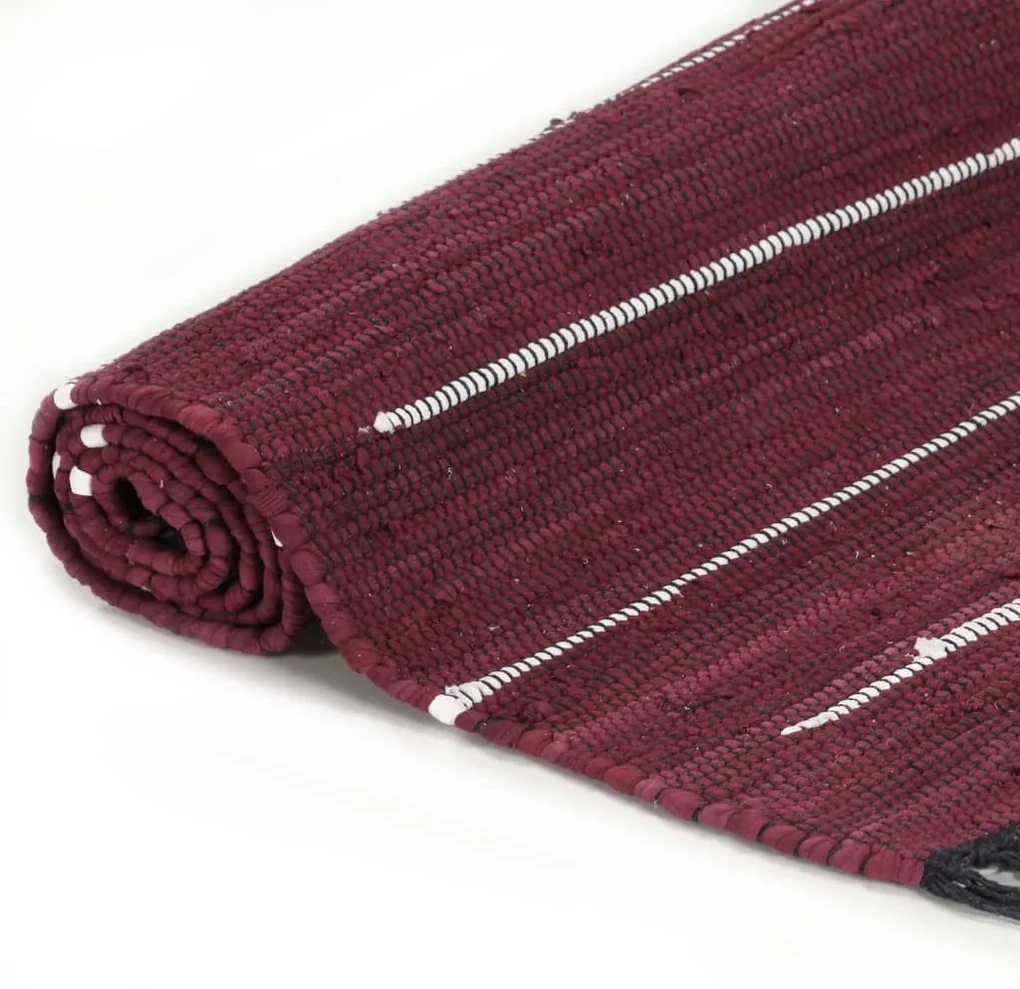 vidaXL Vloerkleed chindi handgeweven 80x160 cm katoen bordeauxrood
