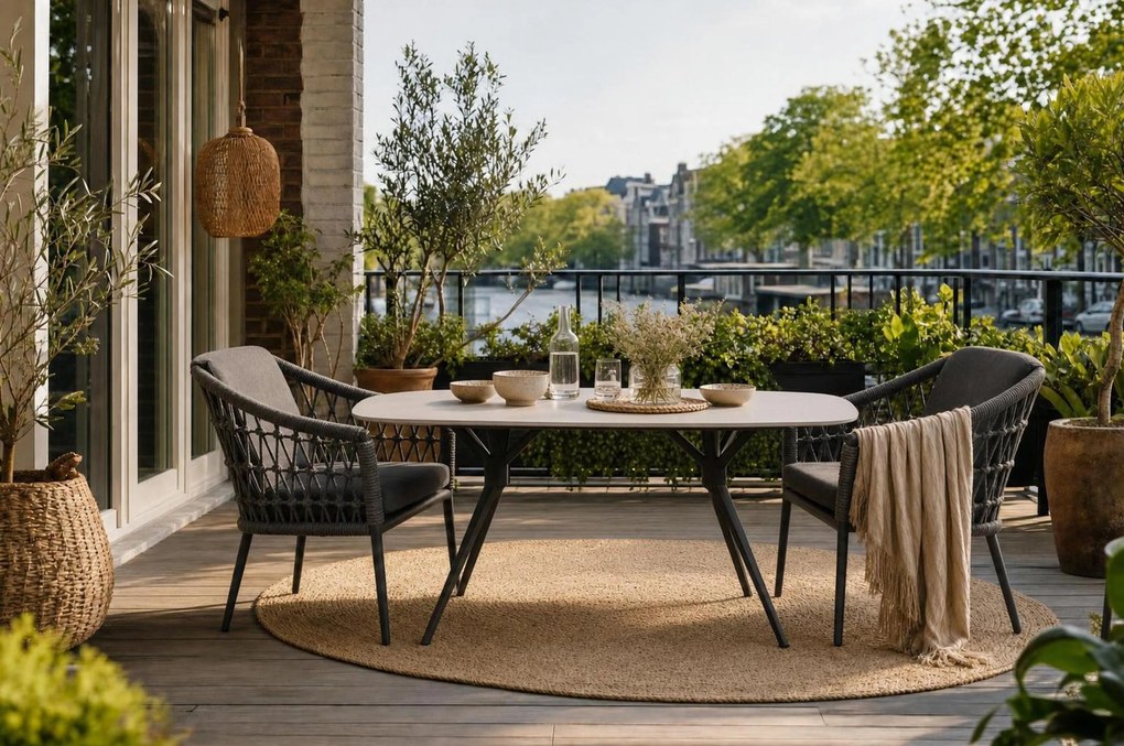 Dining Tuintafel rechthoekig 180 x 90 cm Grijs Valerio
