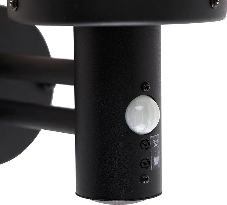 Buiten wandlamp zwart met helder glas incl. bewegingsmelder - Sfera