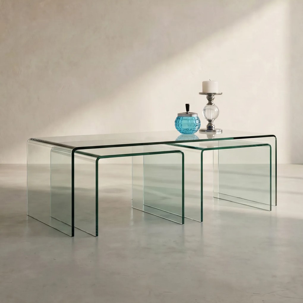 Kare Design Clear Club Glazen Salontafel Set 3-delig - 90 X 50cm.