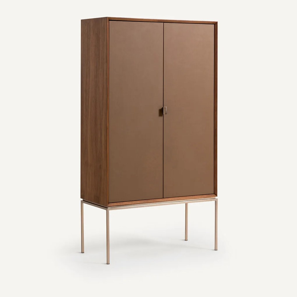 Kast notenhout/leer, Delina