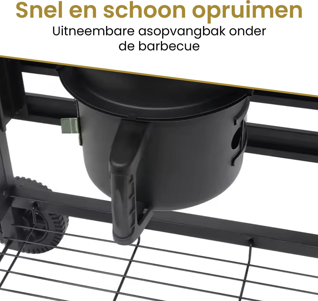 Alora Houtskool Barbecue– Compacte Grill met Warmhoudrek en Spatelset