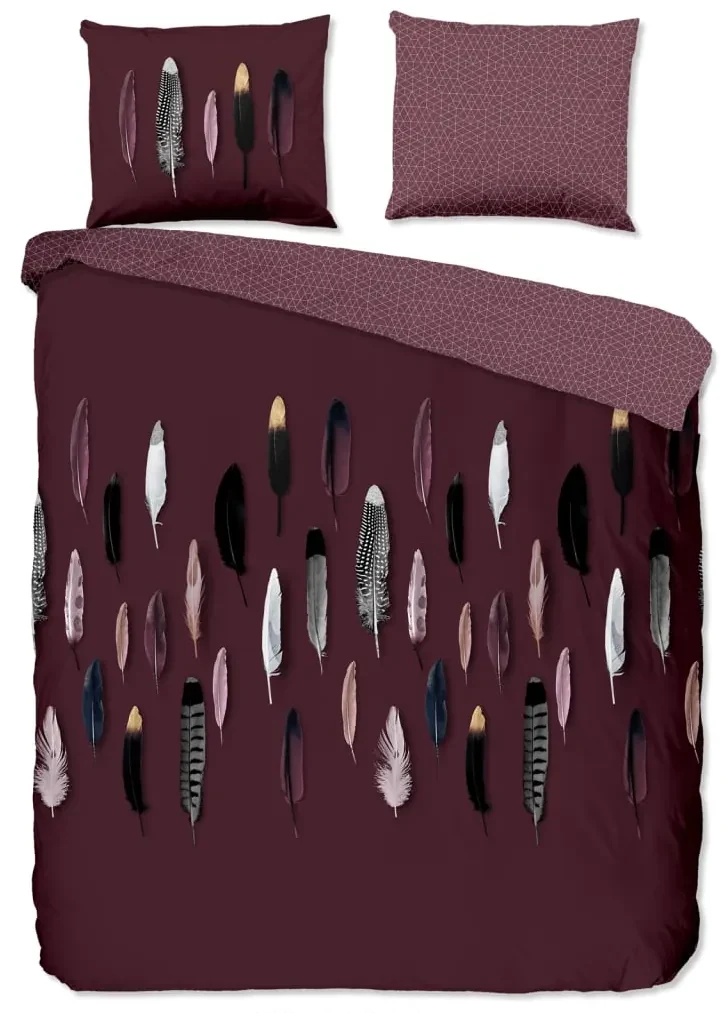 Good Morning Dekbedovertrek FEATHERS 155x220 cm bordeauxrood