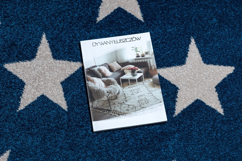 Tapijt SKETCH ROND - FA68 blauw /wit - Sterretje