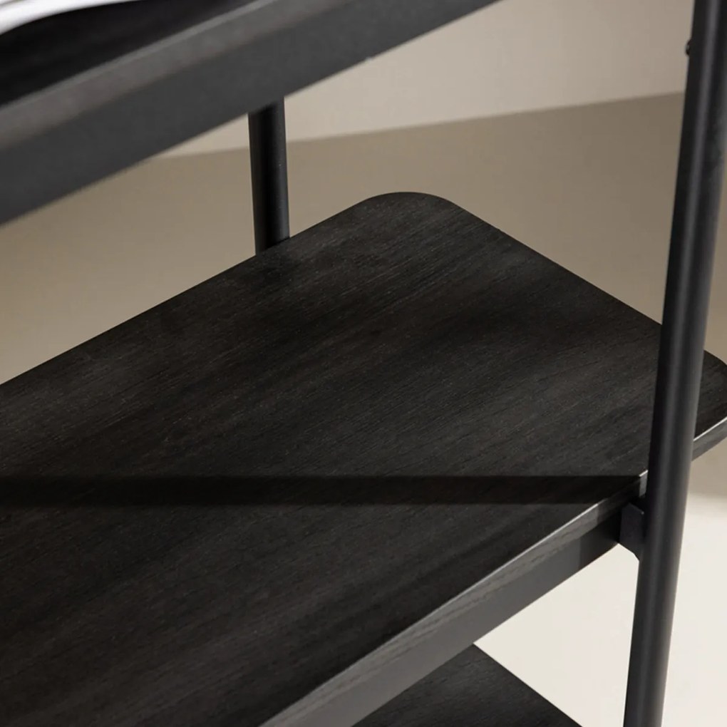 Openkast Met Vijf Planken Zwart - 120x40x190cm.