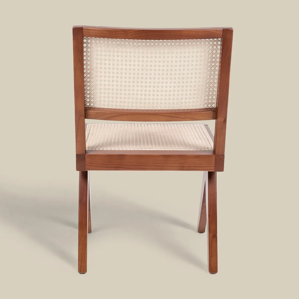Walnoot Stoel Met Rotan Webbing