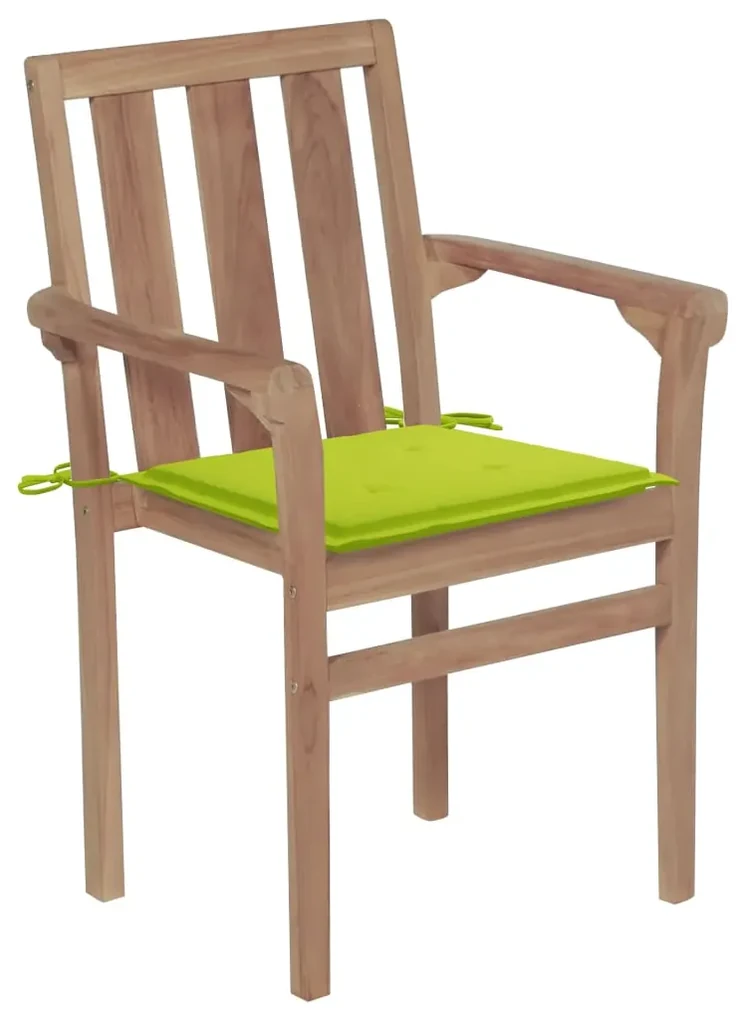 vidaXL Tuinstoelen 2 st met heldergroene kussens massief teakhout