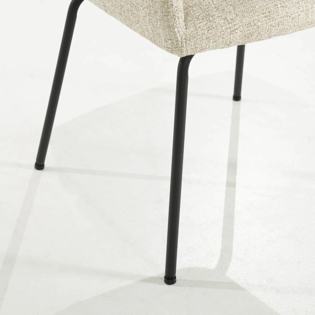 Eleonora Indy Stoel Met Armleuningen Beige Geweven Stof