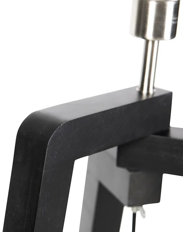 Vloerlamp tripod met katoenen kap zwart met goud 50 cm - Puros