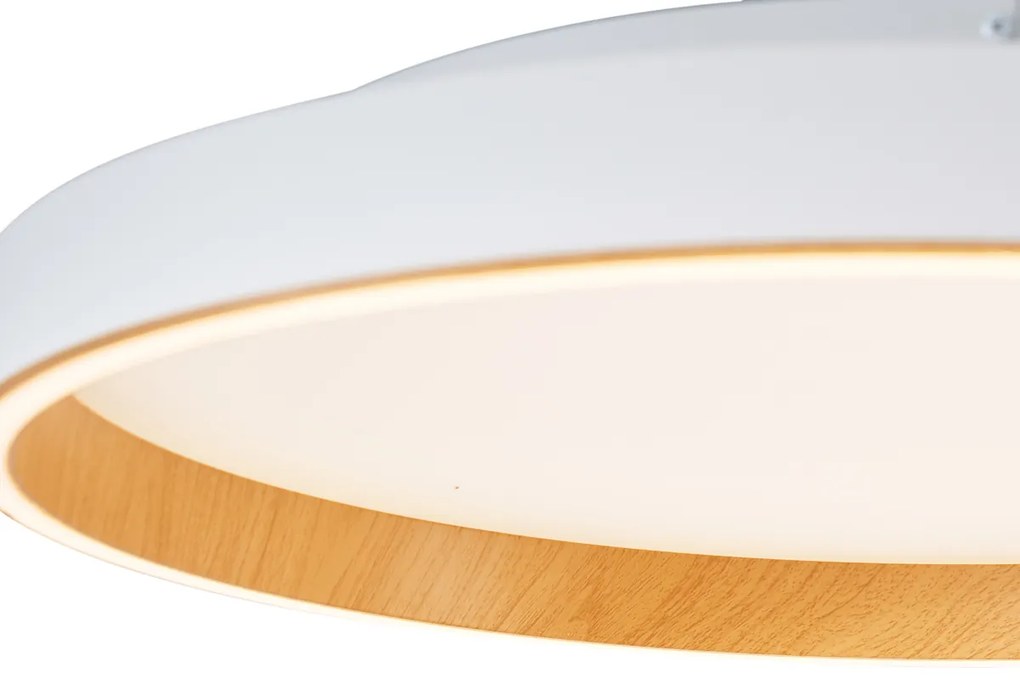 Design plafondlamp wit met hout 60cm incl. LED 3-way switch - Ingo Design rond Binnenverlichting Lamp