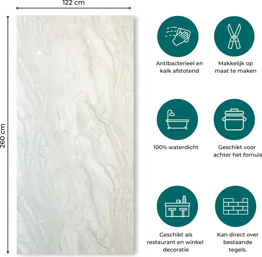 PVC Marmer Wandpaneel Grigio Grey 260x120x0,3cm