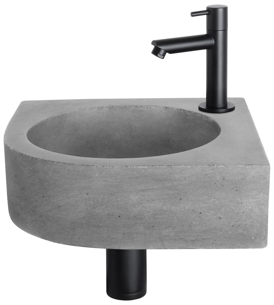 Differnz Cleo fonteinset donkergrijs beton met rechte kraan mat zwart