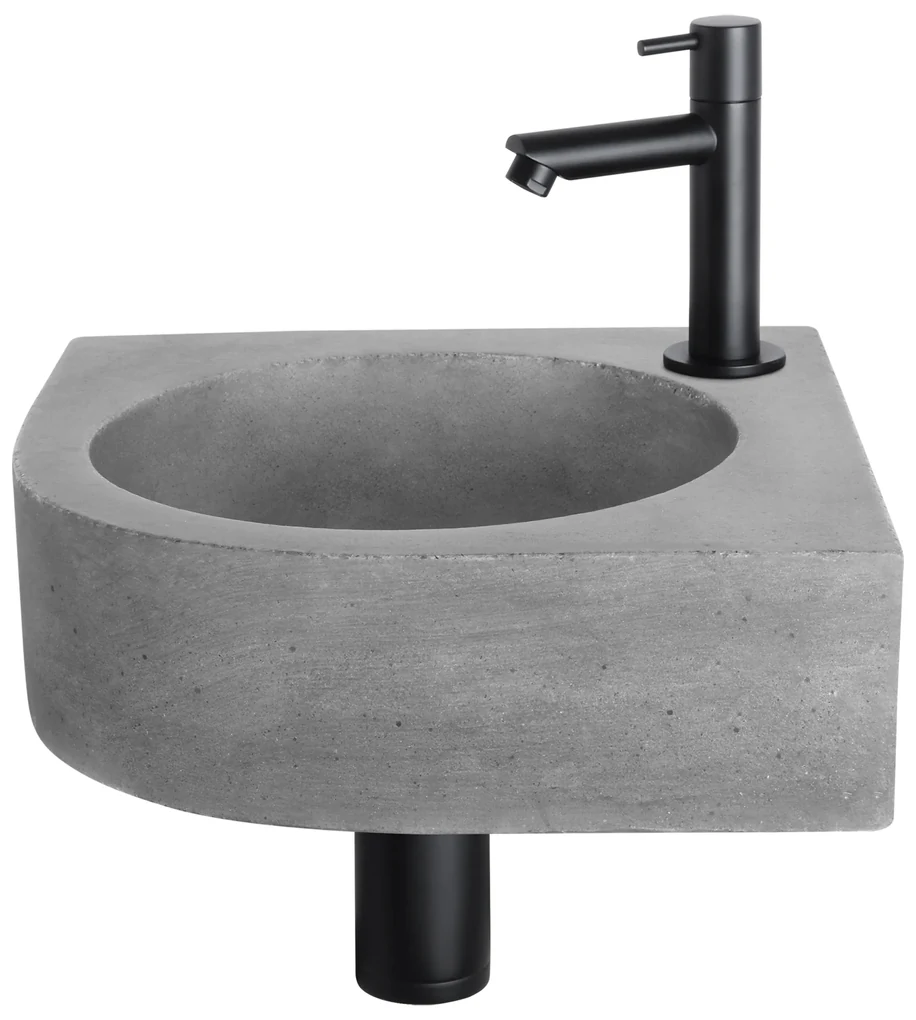 Differnz Cleo fonteinset donkergrijs beton met rechte kraan mat zwart