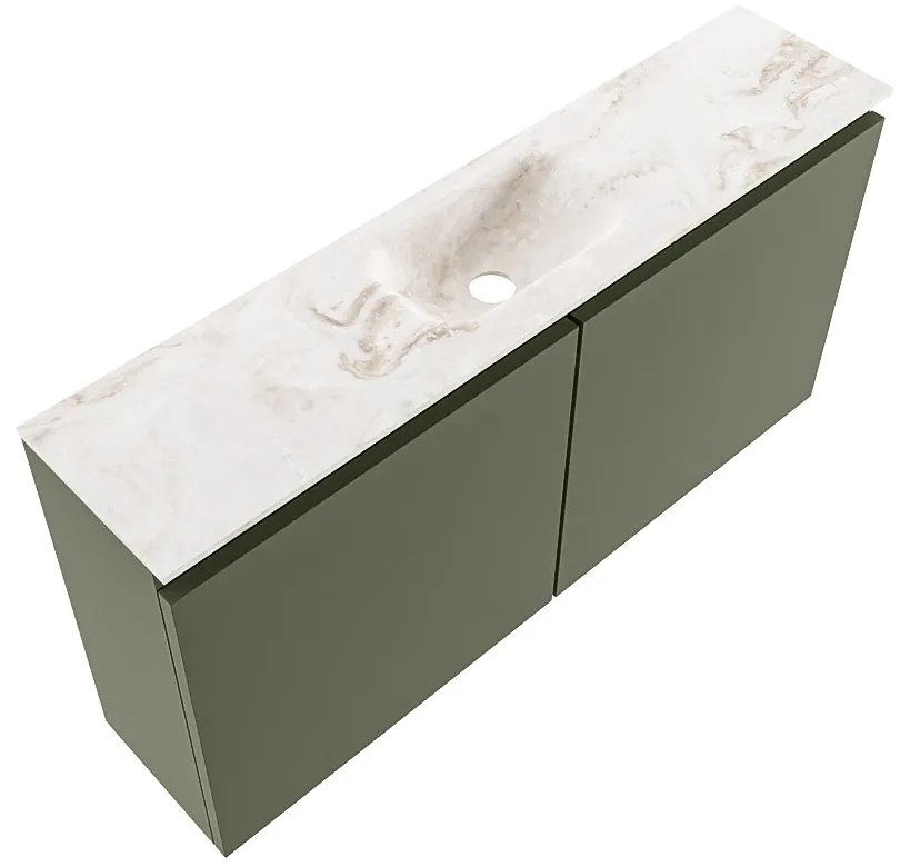 Mondiaz Ture DLux toiletmeubel 100cm army met wastafel frappe midden met kraangat