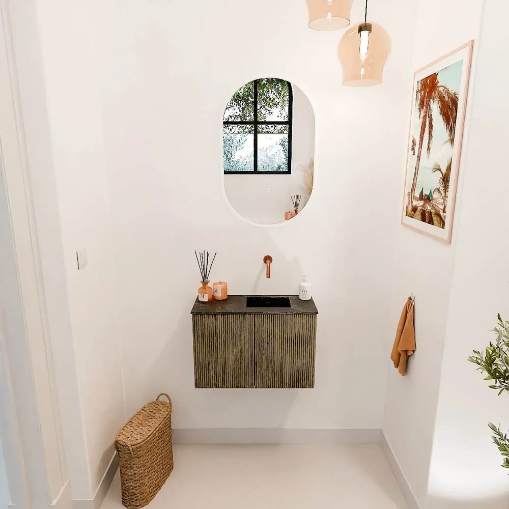 Mondiaz Joya DLux 60cm toiletmeubel dusk met wastafel faye rechts zonder kraangat lava