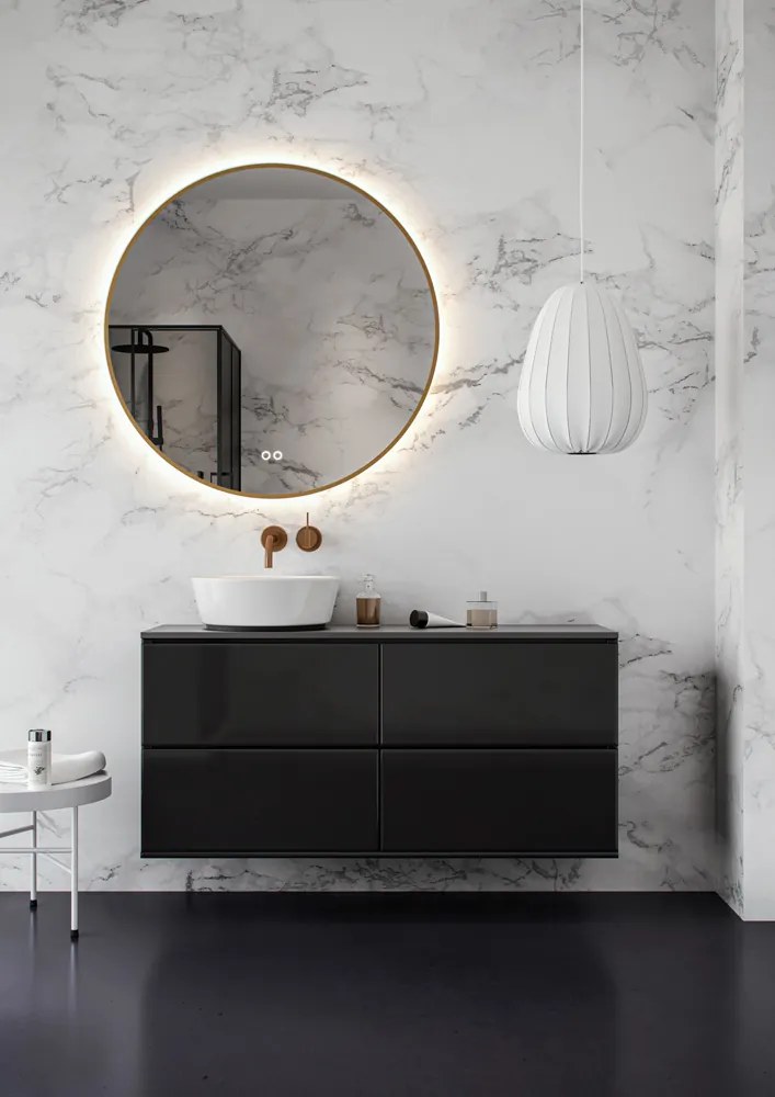 Hipp Design 13500 ronde spiegel 100cm koper met LED en spiegelverwarming