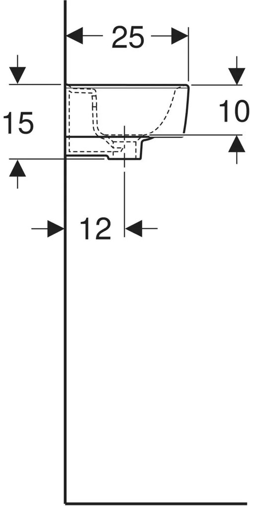 Geberit Bastia Square fontein 35x25cm met kraangat en overloop wit