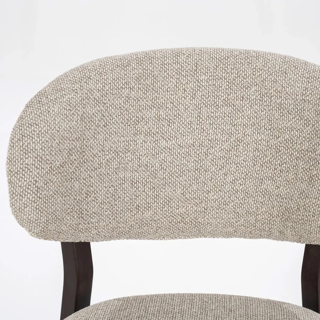 Eleonora Mikky Luxe Eetkamerstoel Walnoot Taupe En Stof