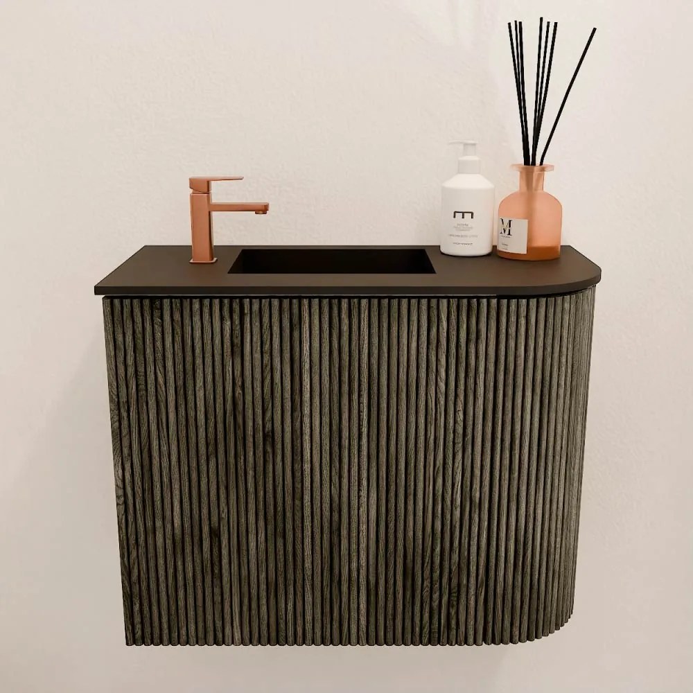 Mondiaz Joya 50cm toiletmeubel ronding rechts shadow met wastafel faye links 1 kraangat urban