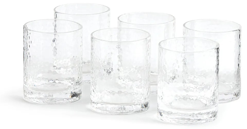 Set van 6 glazen in glas met gehamerd effect, Marteo