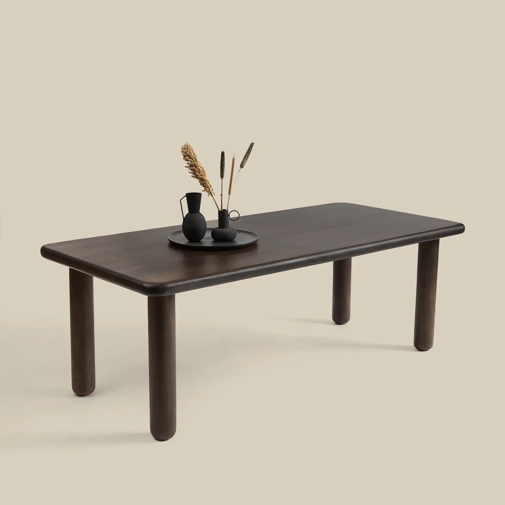 Walnoot Eettafel Met Ronde Poten 200 Cm - 200 X 100cm.