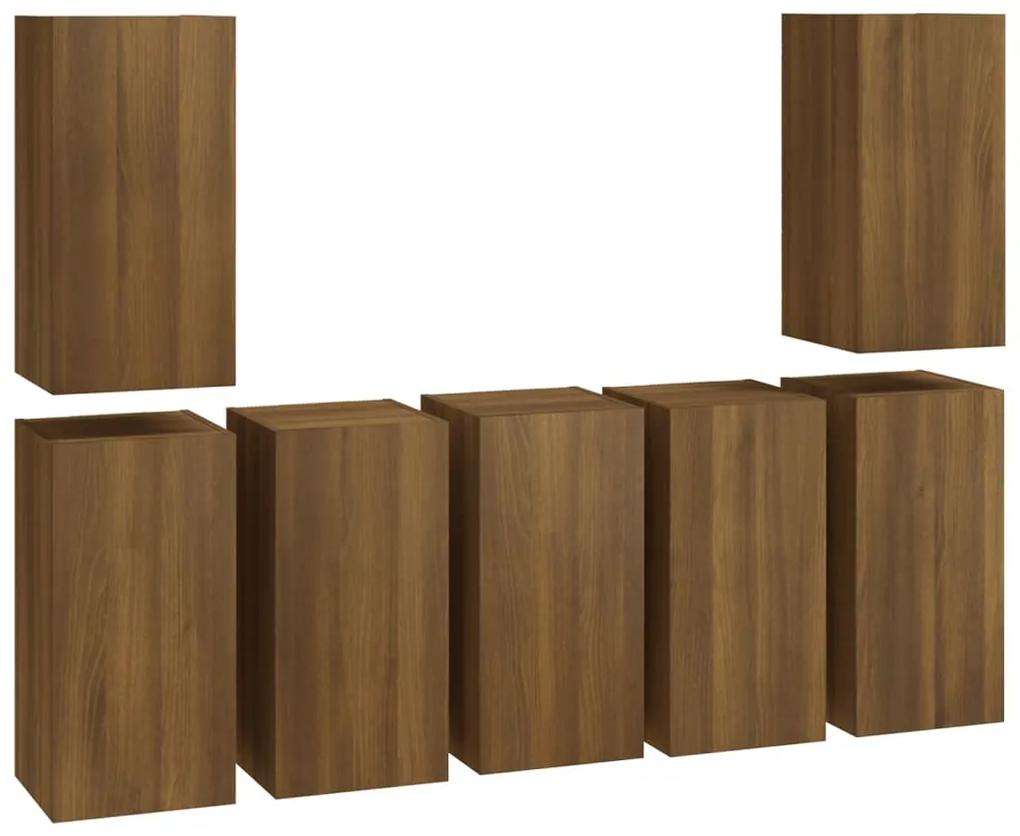 vidaXL Tv-meubels 7 st 30,5x30x60 cm bewerkt hout bruineikenkleurig