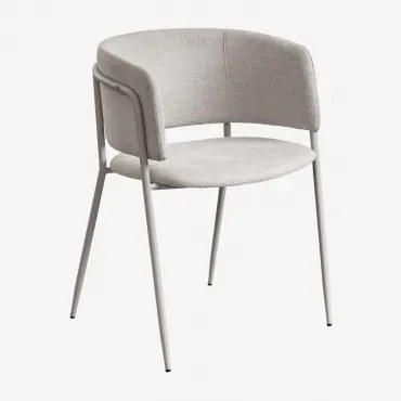 Set Van 4 Nalon Gestoffeerde Eetkamerstoelen Tapioca Beige & Stof Gebroken Wit - Sklum