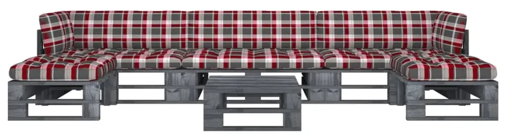 vidaXL 6-delige Loungeset pallet met kussens grijs geïmpregneerd hout