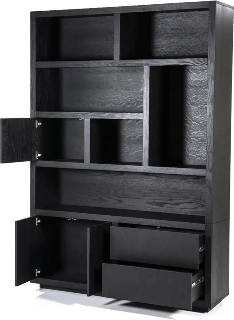 Boekenkast Zwart Eiken 150 Cm - 150x42x220cm.