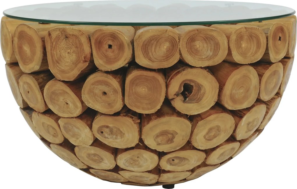 BRANCH 70 | Teak Bowl Salontafel met glas | Rond | 70x45