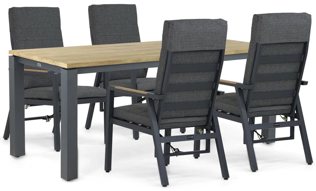 Tuinset 4 personen 180 cm Aluminium/teak Grijs Lifestyle Garden Furniture Marseille/Riviera