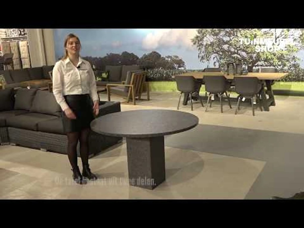 Tuinset Ronde Tuintafel 6 personen 140 cm Wicker Grijs Garden Collections Kingston/Graniet