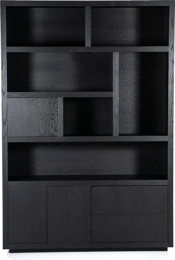 Boekenkast Zwart Eiken 150 Cm - 150x42x220cm.