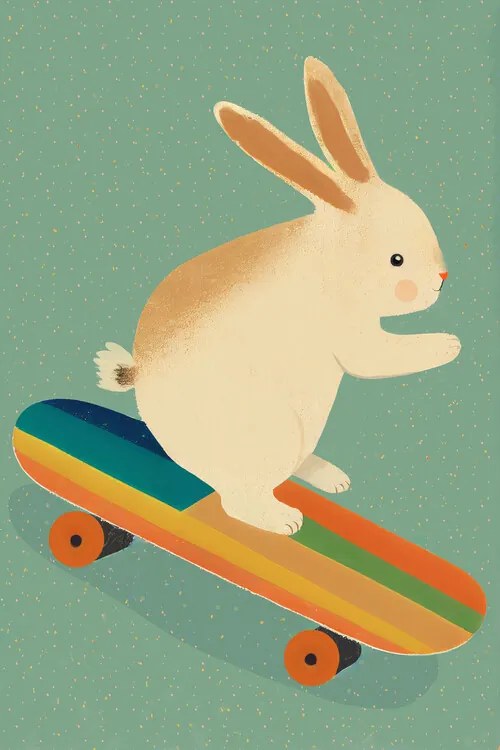 Ilustratie Bunny On Skateboard, Treechild