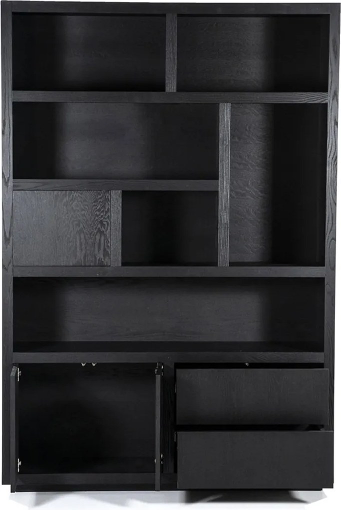 Boekenkast Zwart Eiken 150 Cm - 150x42x220cm.