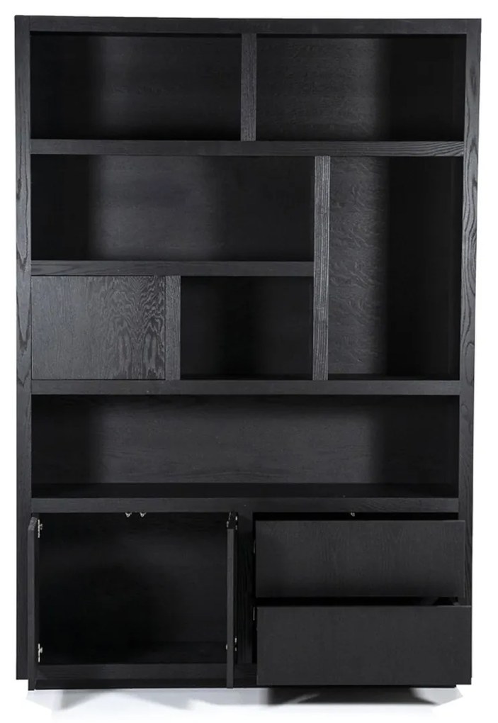 Eleonora Helsinki Boekenkast Zwart Eiken 150 Cm - 150x42x220cm.