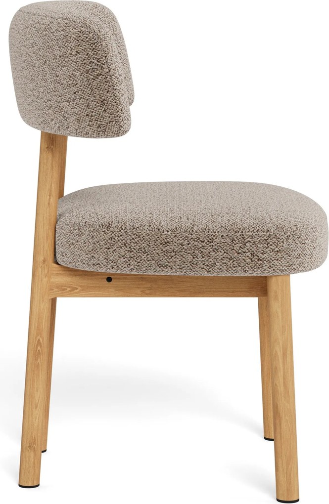 Mazzoni TORAY Latte Beige (stof Monza 60)/eiken naturel onderstel - GESTOFFEERDE EETKAMERSTOEL VOOR KEUKEN/EETKAMER