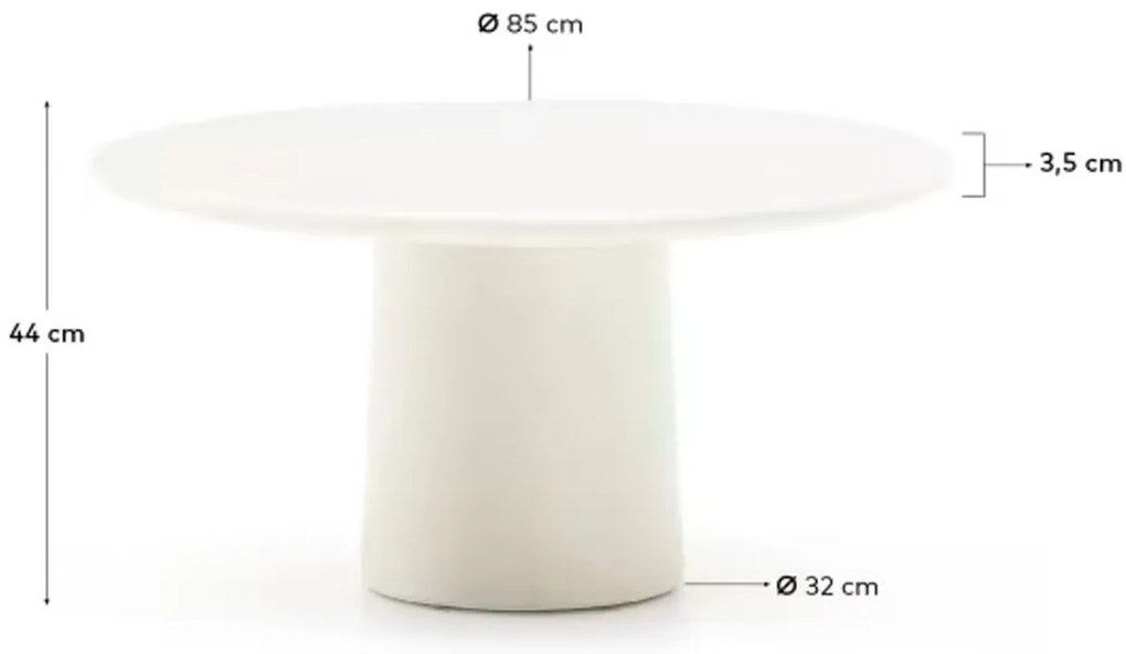Kave Home Albanella Cement Salontafel Wit Glanzend 85 Cm - 85 X 85cm.