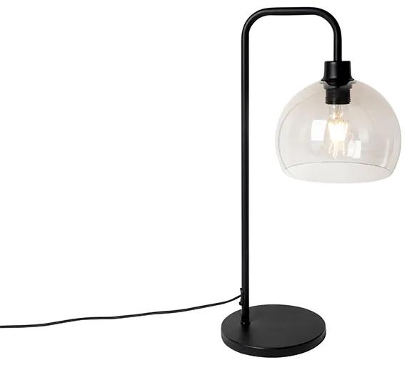 Moderne tafellamp zwart met smoke glas effect - Maly Modern E27 rond Binnenverlichting Lamp