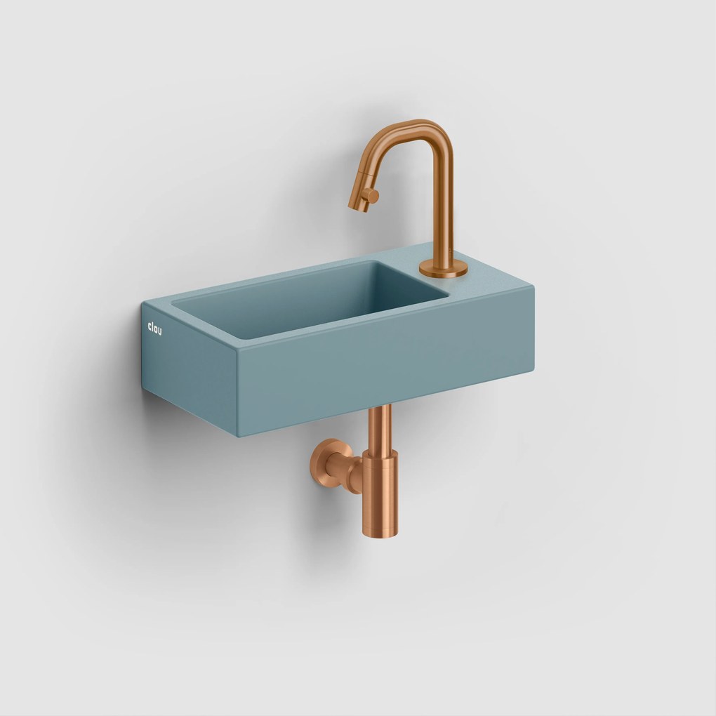 Clou Flush 3 keramische fontein 36cm met kraangat rechts blauw mat