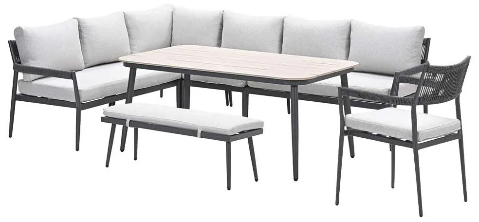 Garden Impressions Tineo lounge dining set 7-delig - donker grijs
