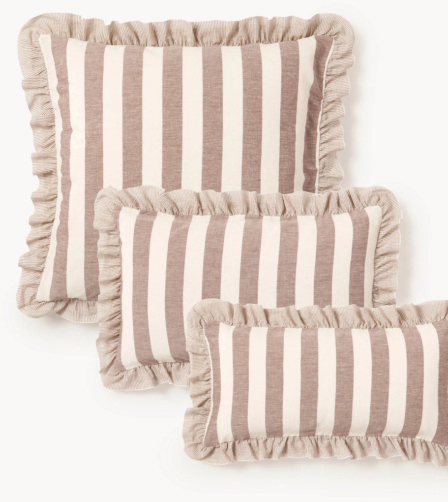 Kussenhoes met ruches Posie van linnen-katoen